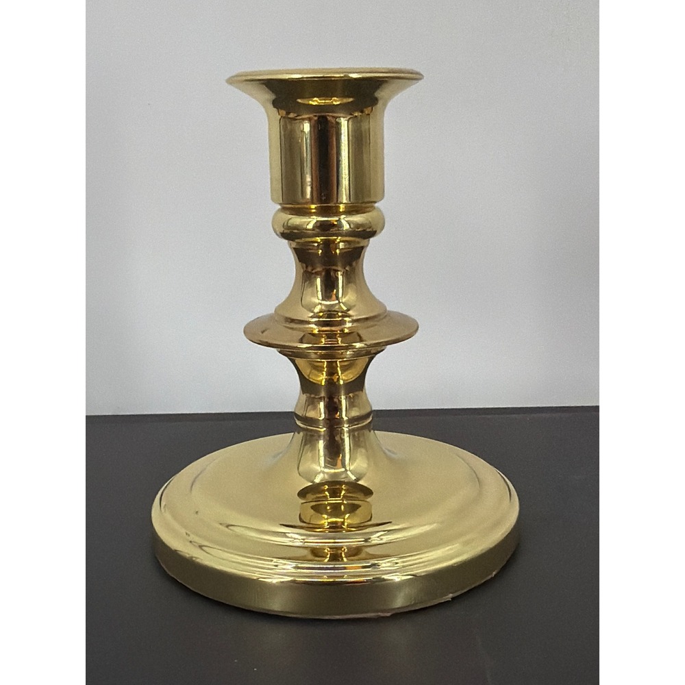 Baldwin Forged Brass Candlestick Holder Polished Gold Tone 4 Inch Vintage